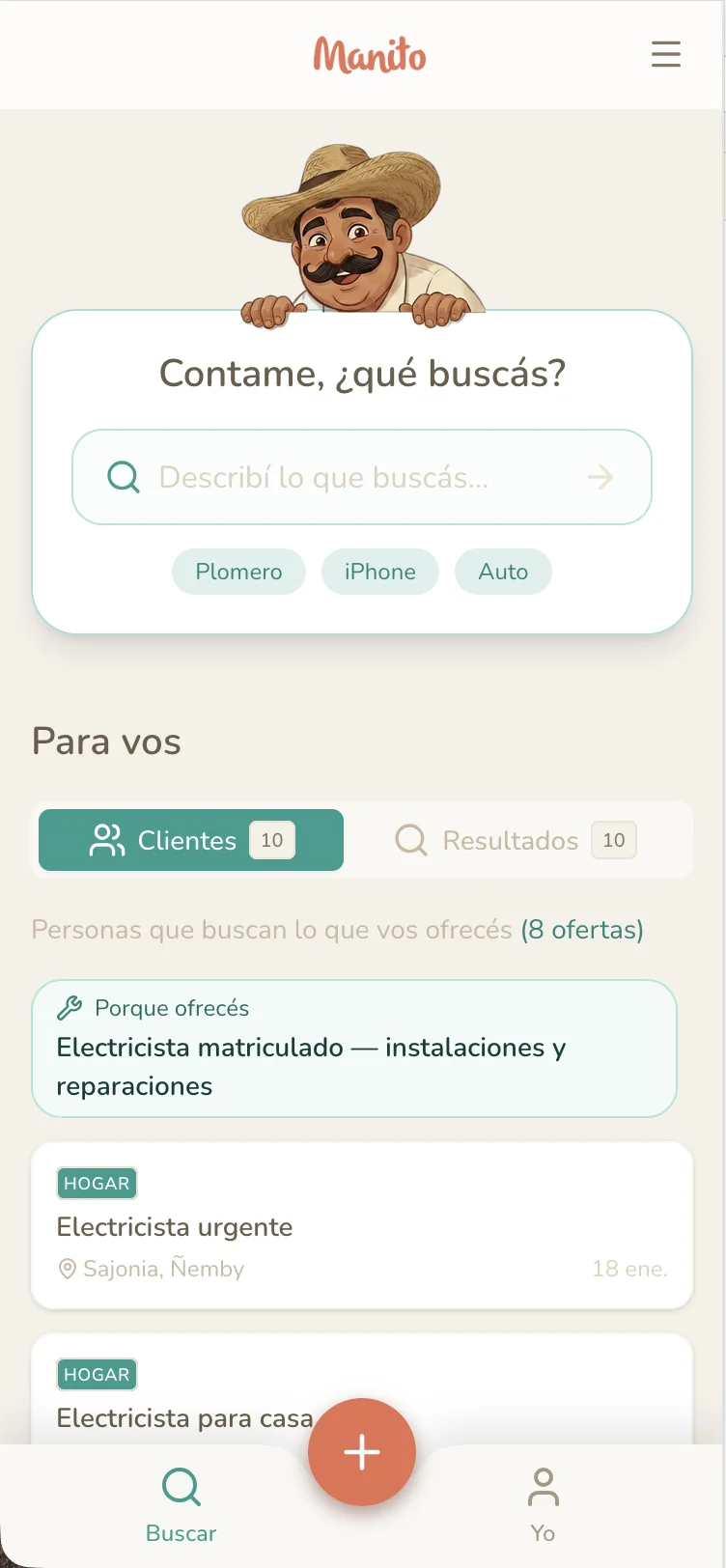 Manito — vista de la aplicación
